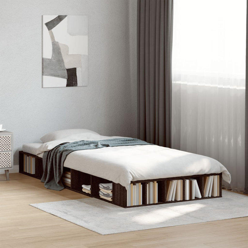 Vidaxl Bed Frame Engineered Wood, 100 x 200cm, Brown Oak