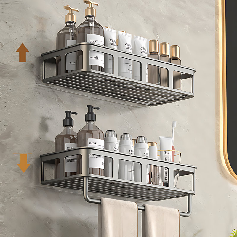 Organisateur de salle de bain multifonctionnel en aluminium Space