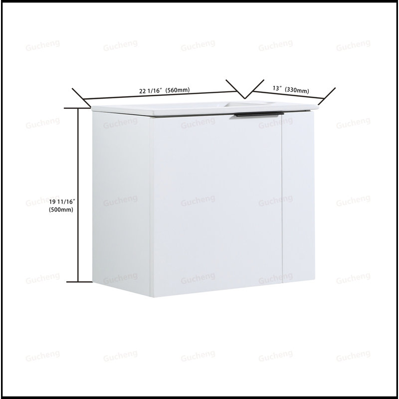 Meuble-lavabo mural 22 po avec lavabo, Blanc