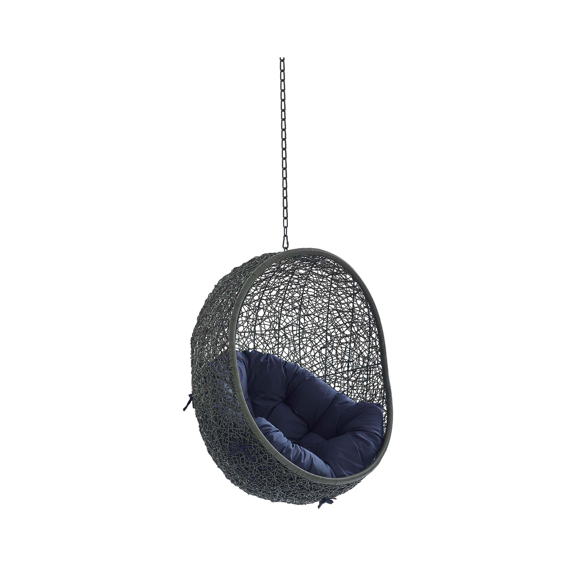 Modway Hide Sunbrella Fabric Swing Outdoor Patio Lounge Chair without Stand, Gray/Navy