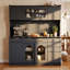 Armoire de rangement sur pied l 63 po, grande armoire de rangement pour bar à café, avec panneau perforé, porte-serviettes, prise de courant, 6 tiroirs, 5 armoires avec tablettes réglables, facile à assembler-129525564