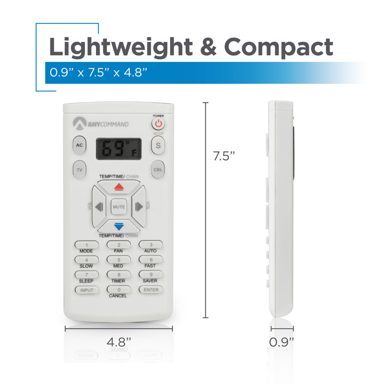 ANYCOMMAND Universal White Remote for Air Conditioner and TV