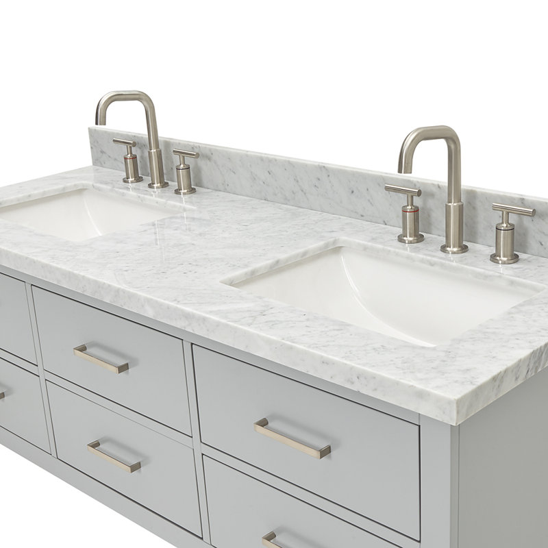 73'' W Double Vanity, Gray, Brushed Nickel, 61"