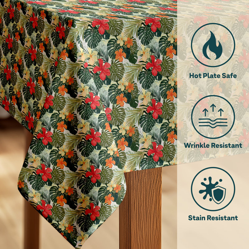 Seymore Hibiscus Garden Milliken Signature Tablecloth, 104" L x 60" D
