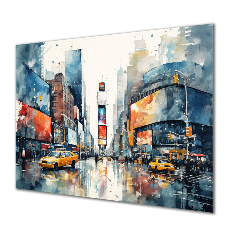 Times Square New York Cityscape III - Art mural en métal City New York, H 16 po x l 32 po x P 1 po