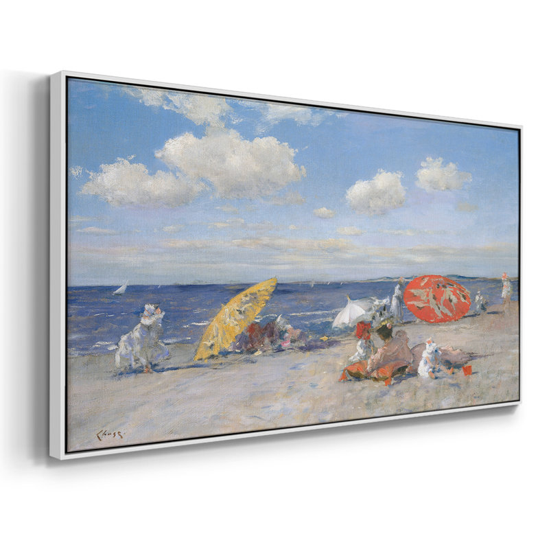 Au bord de la mer - Toile tendue avec châssis, prête à accrocher, H 17 po x l 33 po, Argent argent