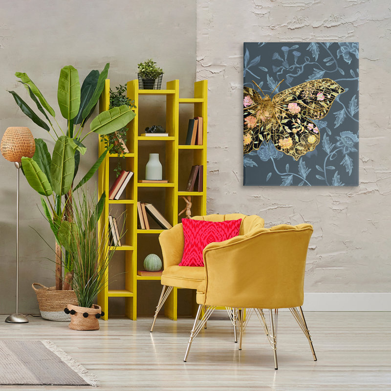 «Blue and Gold Butterfly» par Melissa Wang, H 40 po x l 30 po x P 1,5 po