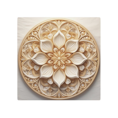 Mandala, motif floral, sculpture sur bois