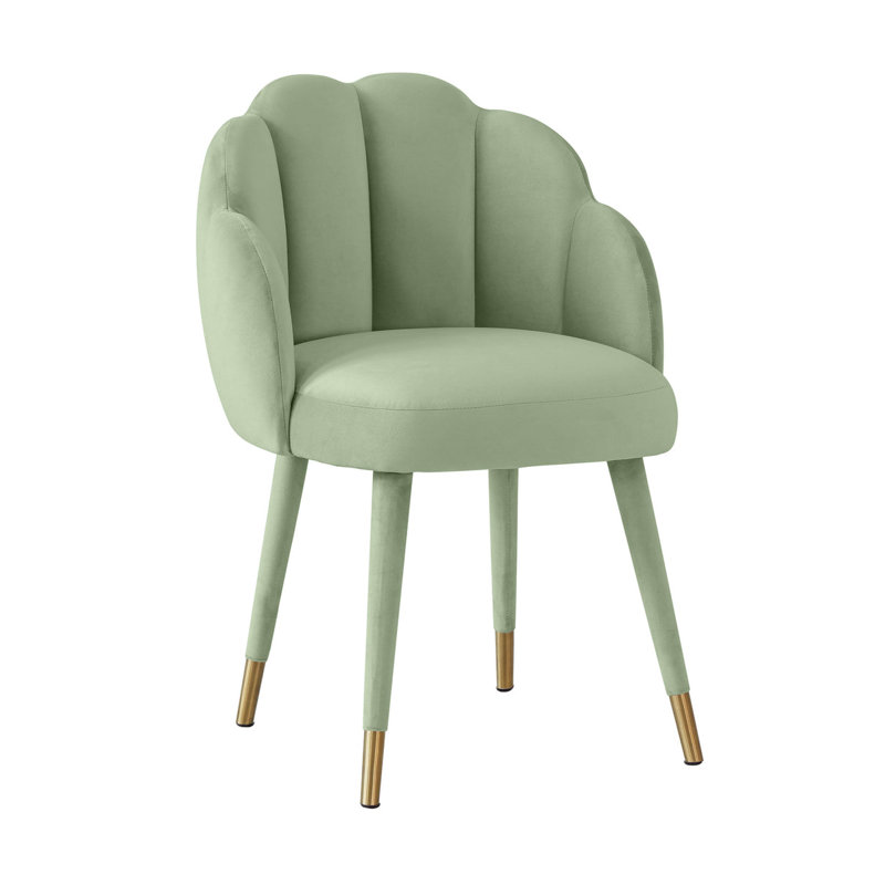 Chaise en velours Karen vert mousse, Vert mousse