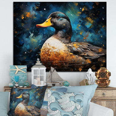 Canard bleu baroque «Elegance I», art mural animaux de canard