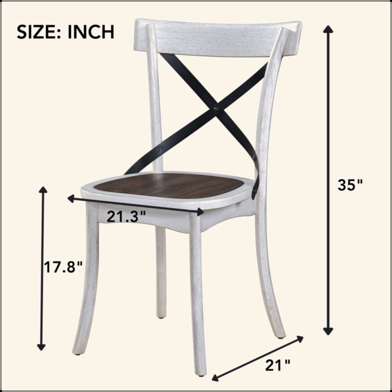 Ensemble de 2 chaises de salle à manger de style rustique moderne avec design rétro en X
