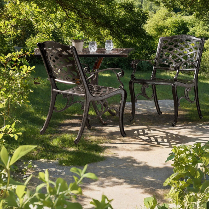 Chaises de patio durables, extérieur en aluminium coulé bronze traditionnel