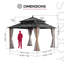 Pavillon de jardin Kingston, toit en acier avec rideau et filet - poteaux 12 x 12 SUNJoy Kingston-116650439