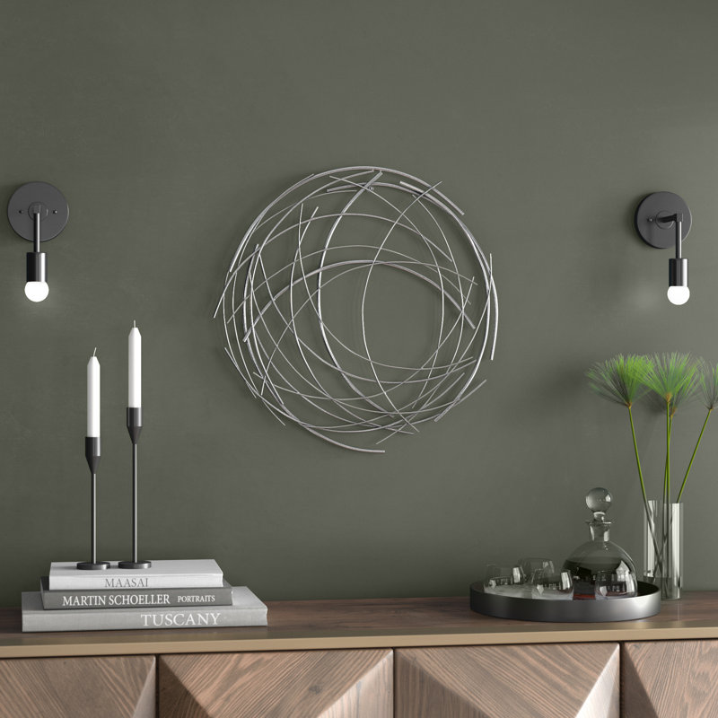 Handmade Modern Abstract Wall Decor on Metal, Gunmetal