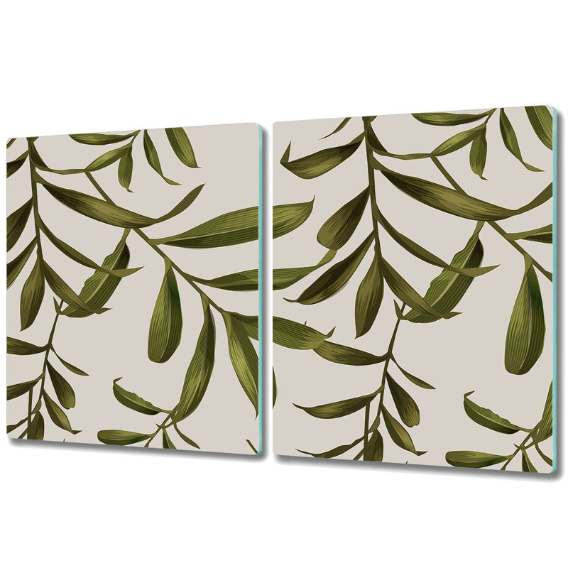 Austinburg Tempered Glass Leaves Chopping Board, 52cm x 40cm