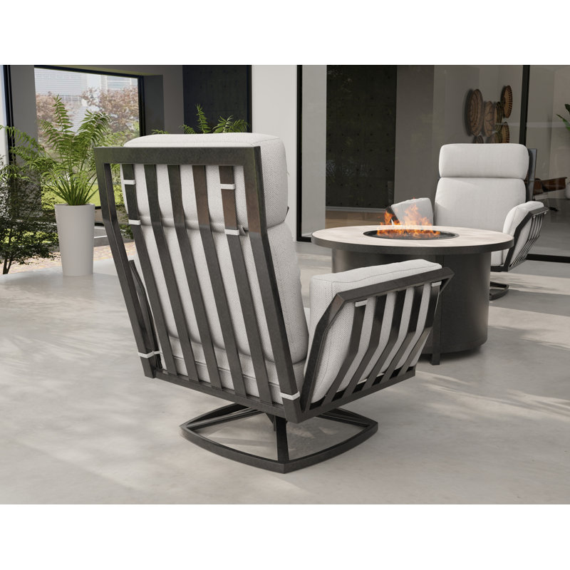 Aris Outdoor Rocker Chair, Graphite, Alcazar Redwood