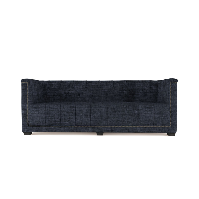 Velvet Sofa, Chocolate Genuine Leather, 84"