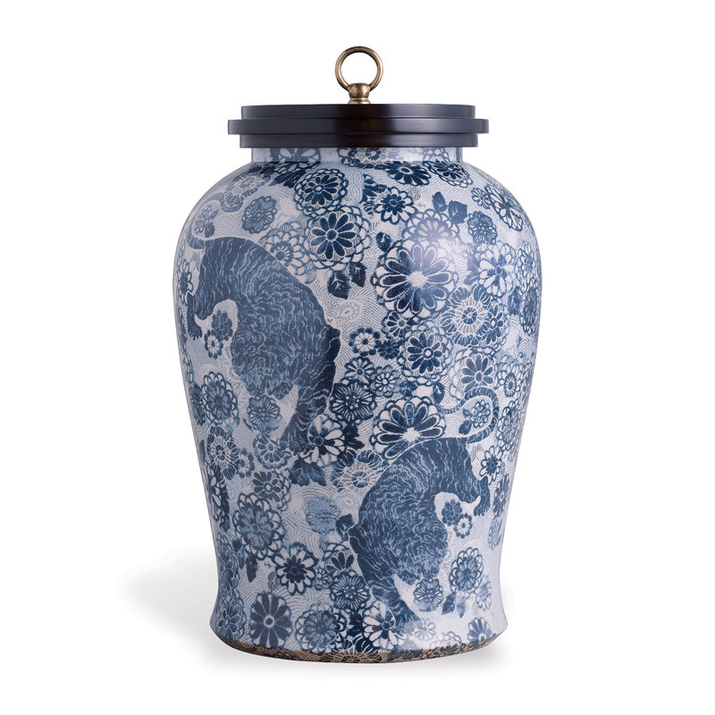 Siberian Tiger Blue 21" Porcelain Jar