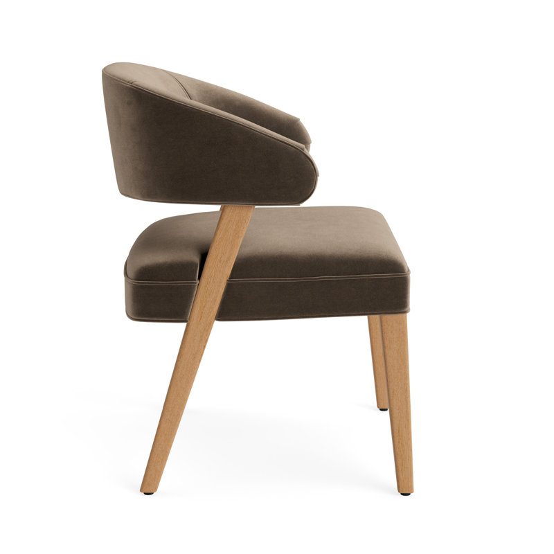 Keane Dining Chair, Performance Velvet - Otter, Natural