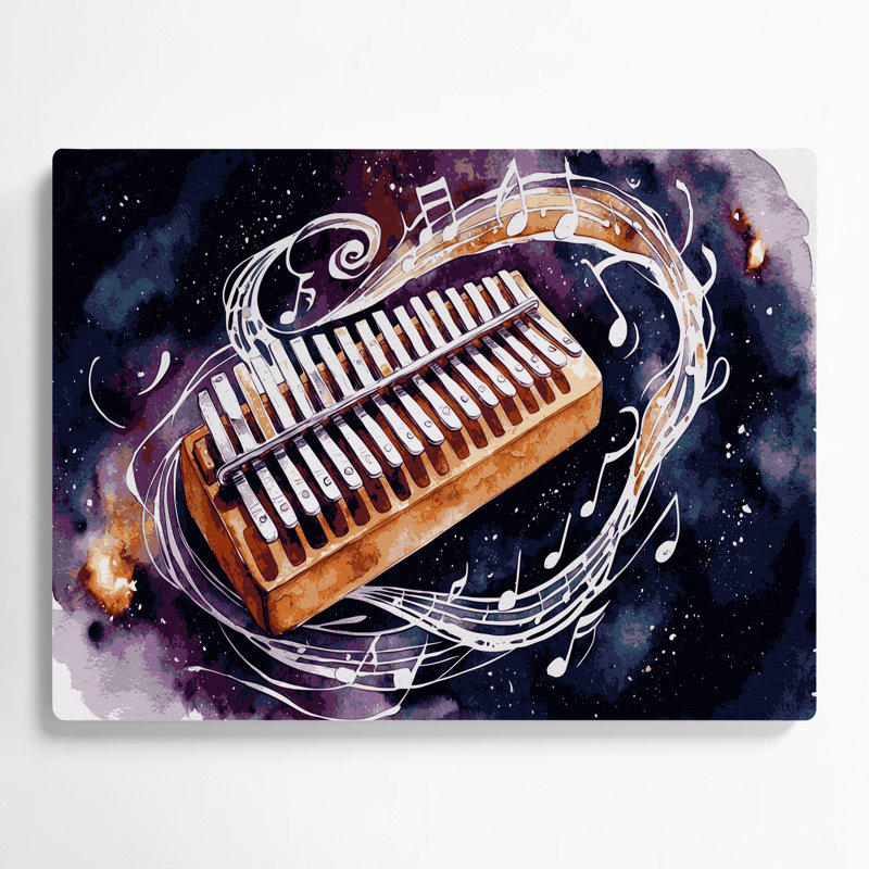 «Music Kalimba», art mural en métal mauve, H 11 po x l 14 po