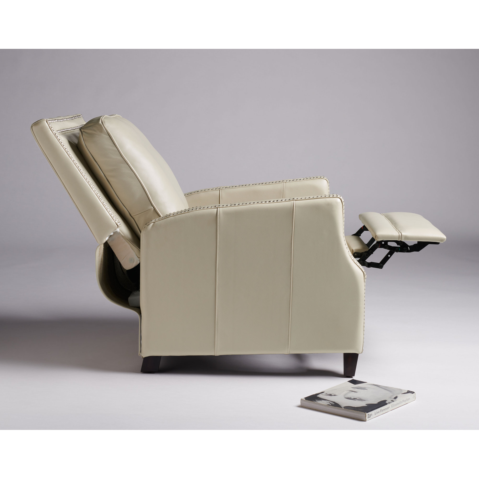 Lavanda Genuine Leather Recliner, Cream Genuine Leather