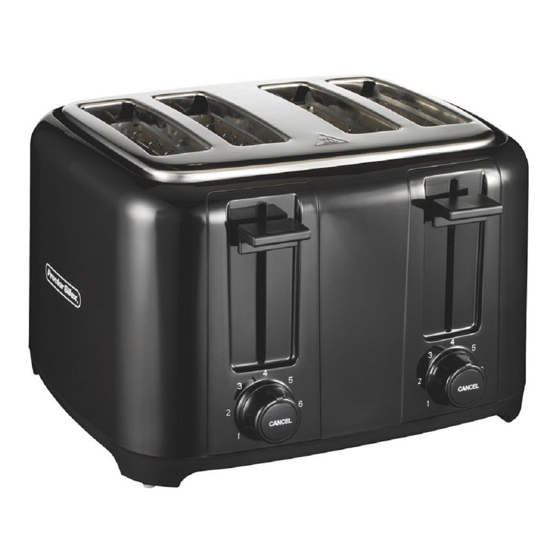 Proctor Silex 4-Slice Toaster, Black, Extra-Wide Slot Toaster with Cool-Touch Walls, Shade Selector, Toast Boost, Auto Shutoff, Cancel Button, 24215G