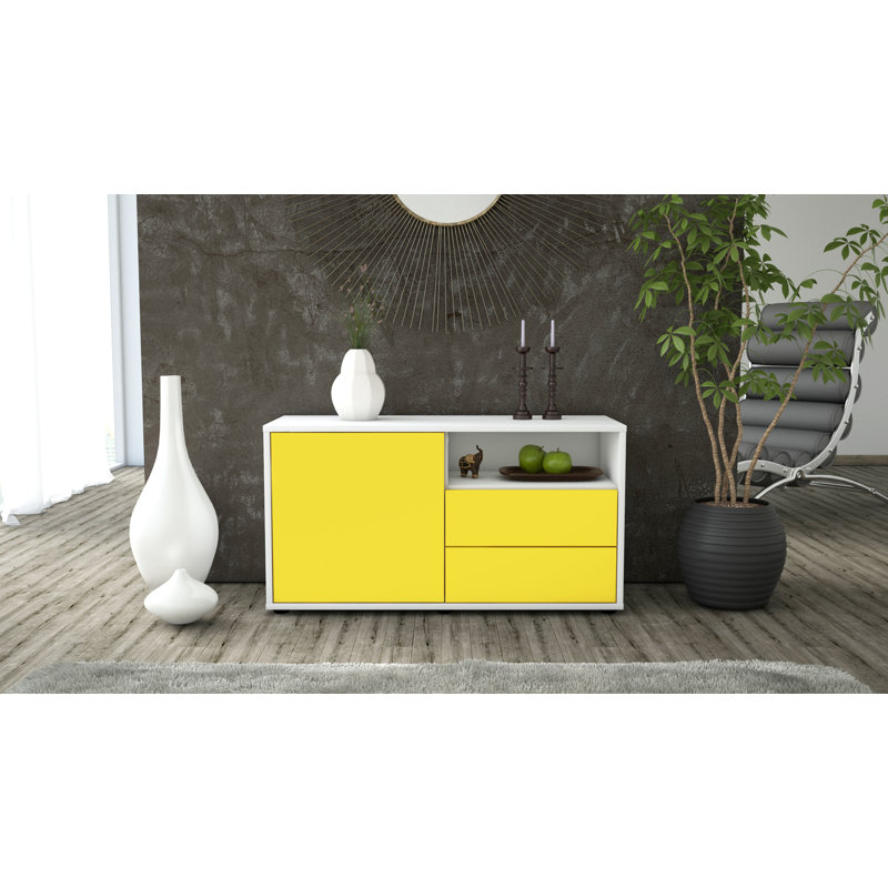 Tre 92cm W 2 - Drawer Chest of Drawers, White/Yellow