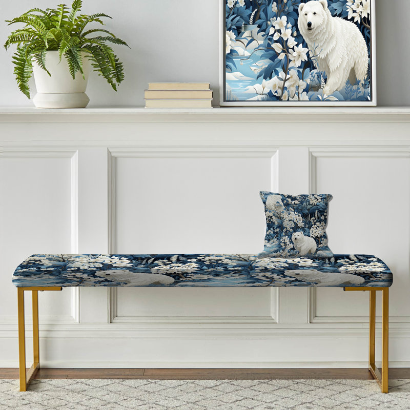 Gilligan - Animal Print Upholstered Gold Bench