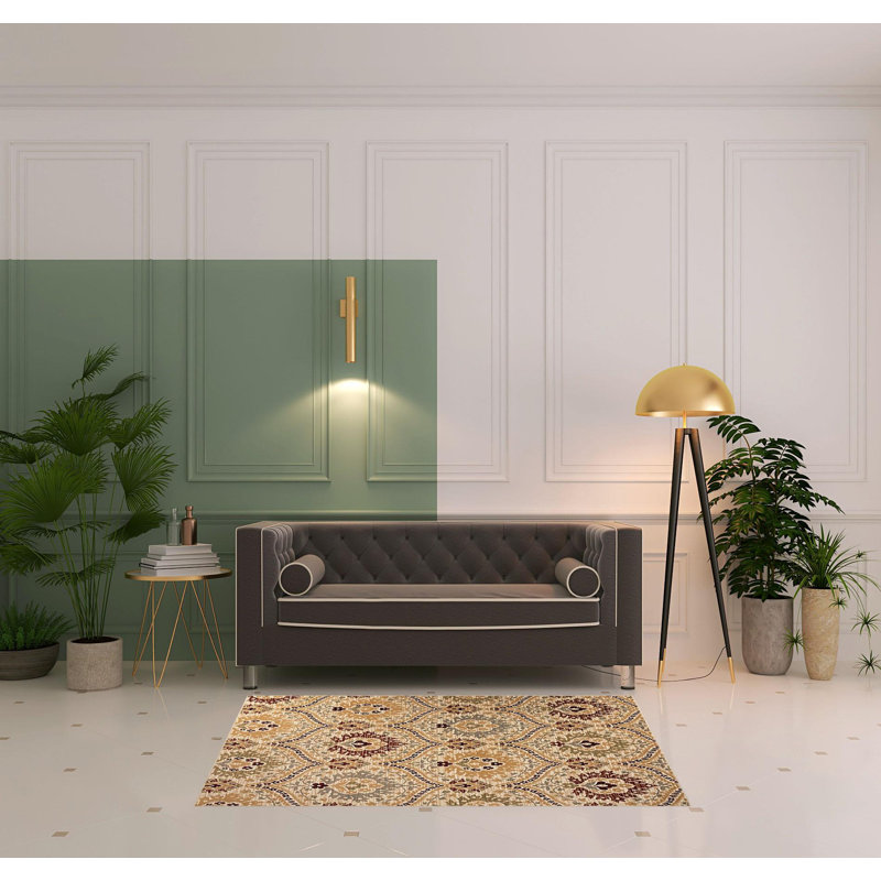 Damask Indoor Rug, Rectangle 4' x 6'