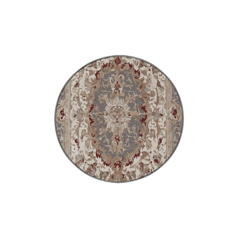 Tapis gris soyeux et moelleux, Rond 8 pi