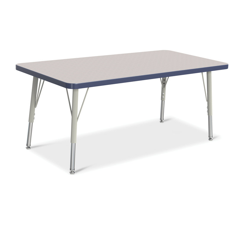 Table rectangulaire Berries, 24 po x 48 po, Gris et bleu marine, Jambe standard élémentaire 15" - 24"