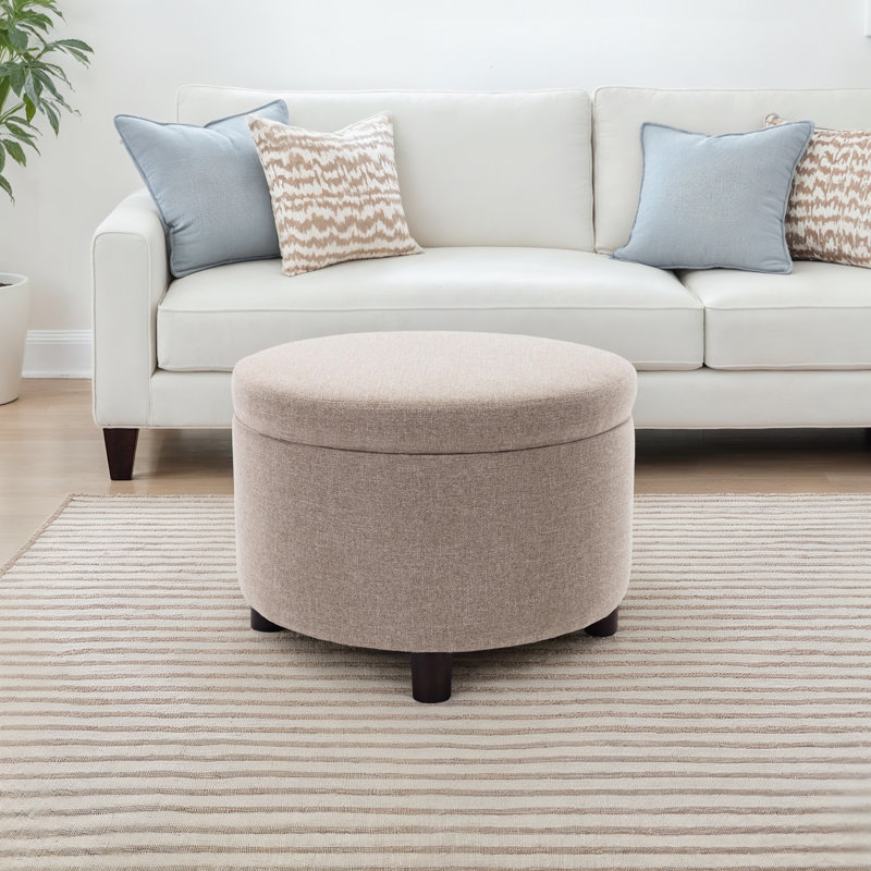Repose-pieds rond de 24 po avec rangement, Polyester brun clair