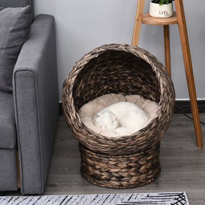 Lit surélevé pour chat avec coussin confortable, panier en forme de chaise en forme d'œuf, maison d'intérieur, hauteur 23,5 po, coussin moelleux surélevé gris, chaise,