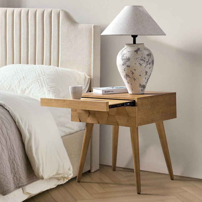 Iasiah 23.75" H Manufactured Wood End Table with Charging Station , Seadrift