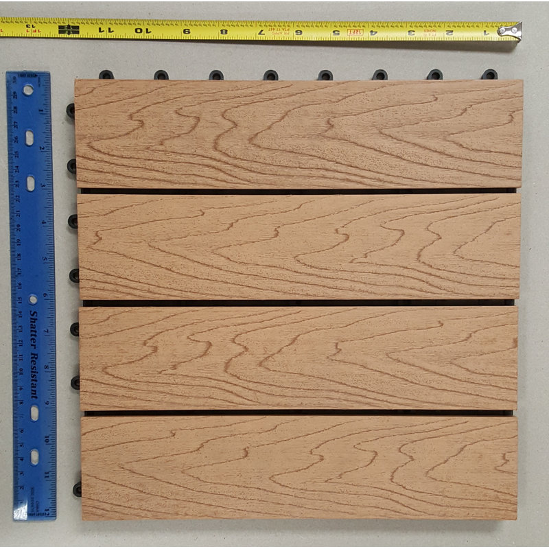 12'' L x 12'' W Composite Interlocking Deck Tile, California Oak