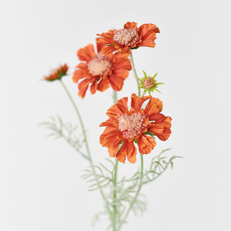 Audet Silk Decorative Artificial Cornflower(Pack of 1 Branch), 23.4" x 4", Dark Orange