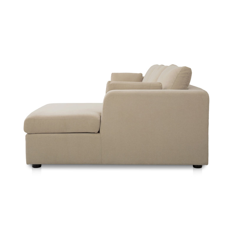 Burrow Sleeper Sectional With Storage Chaise Sand Right, Beige Polyester, Right Hand Facing