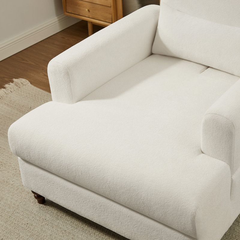 Chaise longue d'intérieur rembourrée 36 po, Blanc