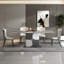 Brown Luxury Marble Rectangular Dining Table Sets-103161293