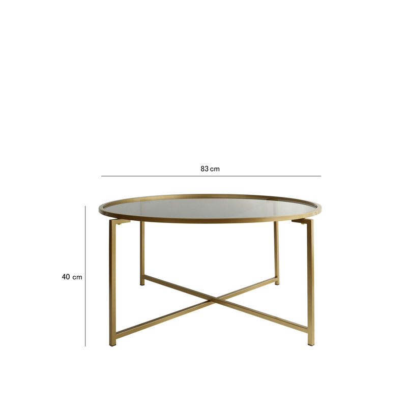 Modern Coffee Table with 100% Tempered Glass Top, 4 mm Thickness | 32.7 x 15.7 x 32.7 inches | Elegant Gold & Fume Finish, 100% Metal Frame | Perfect for Living Rooms, Glamorous Design & Durable Construction