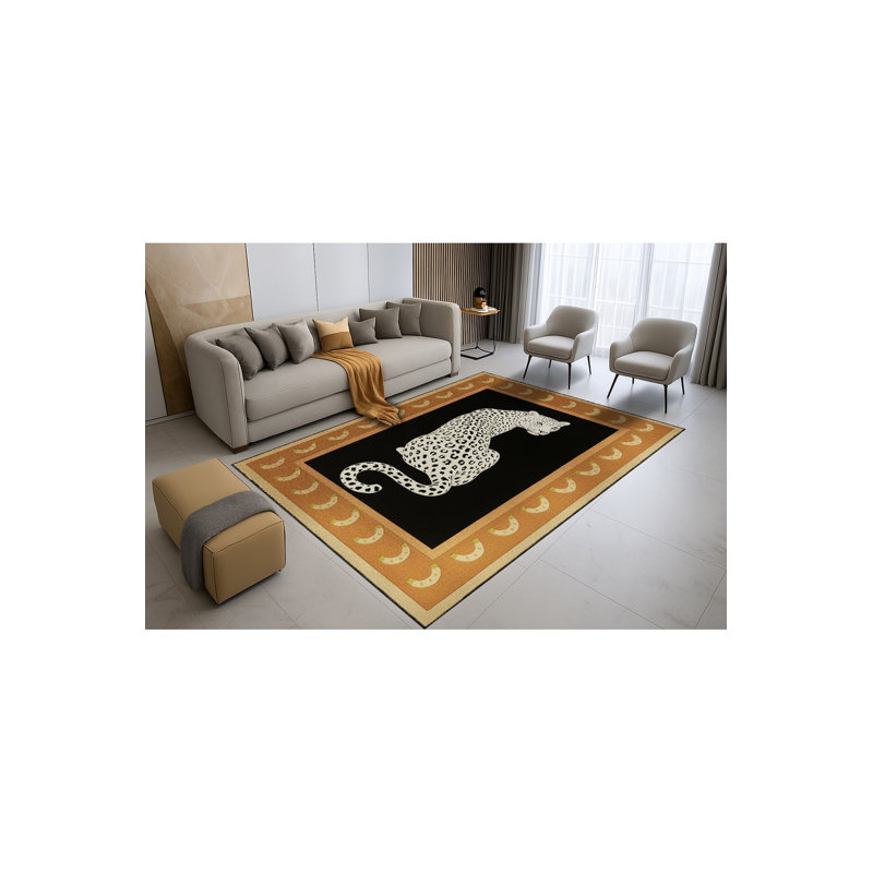 Tapis brun tissé à imprimé tigre Mosso, 4'11" x 7'7"