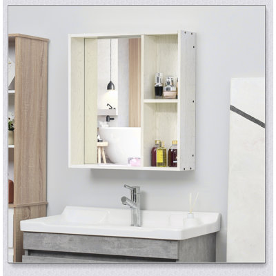 Armoire à pharmacie à surface sans miroir avec bords biseautés, rangement spacieux pour les essentiels de salle de bain et réflexion haute définition