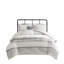Ensemble de housse de couette 5 pièces à rayures en jacquard de coton avec taies décoratives et coussins décoratifs, double / grand
