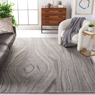 Tapis gris en laine touffeté à la main Chineme
