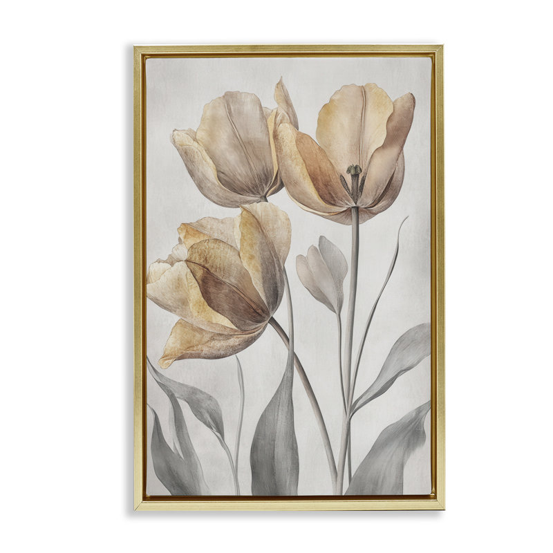 Cadre flottant Pressed Poppies Orange Florals, design par Petal Prints Design, H 25 po x l 17 po