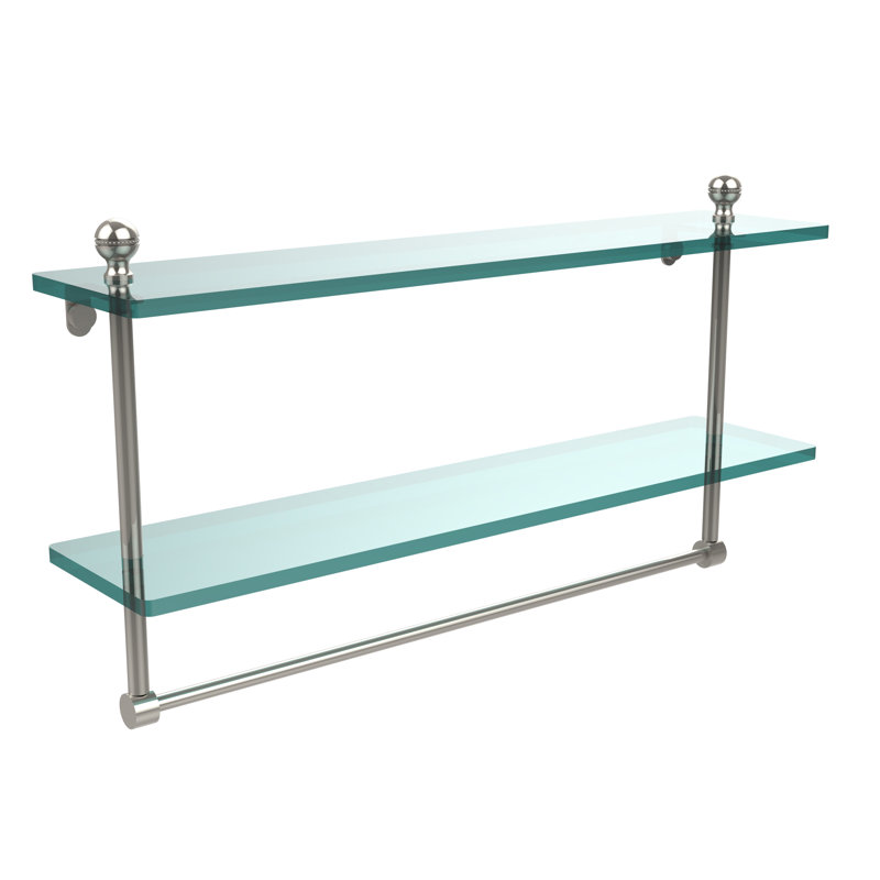 Morosini 2 Piece Tiered Shelf with Towel Bar, Polished Nickel, 12"H x 22"W x 5"D