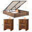 Ensemble de chambre à coucher rustique 3 pièces avec cadre de lit double et 2 tables de chevet, brun rustique-118690769-118690765