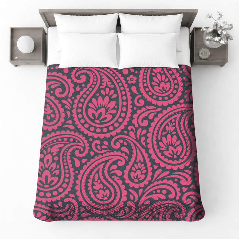 Couvre-lit matelassé à motif cachemire rose toutes tailles, Twin