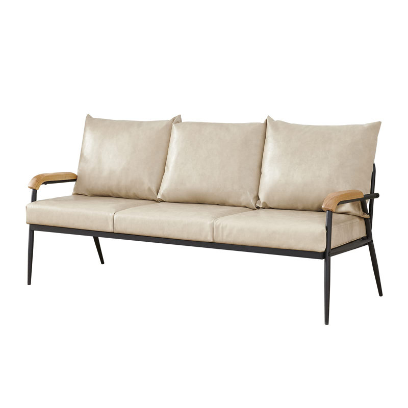 Eleutherius 3 Seater Faux Leather Sofa, Cream