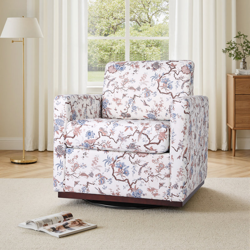 Fauteuil rembourré pivotant, Mélange de coton Floral Birds